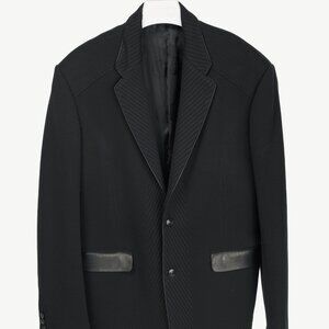 Versace Black Textured Cotton Chevron Blazer